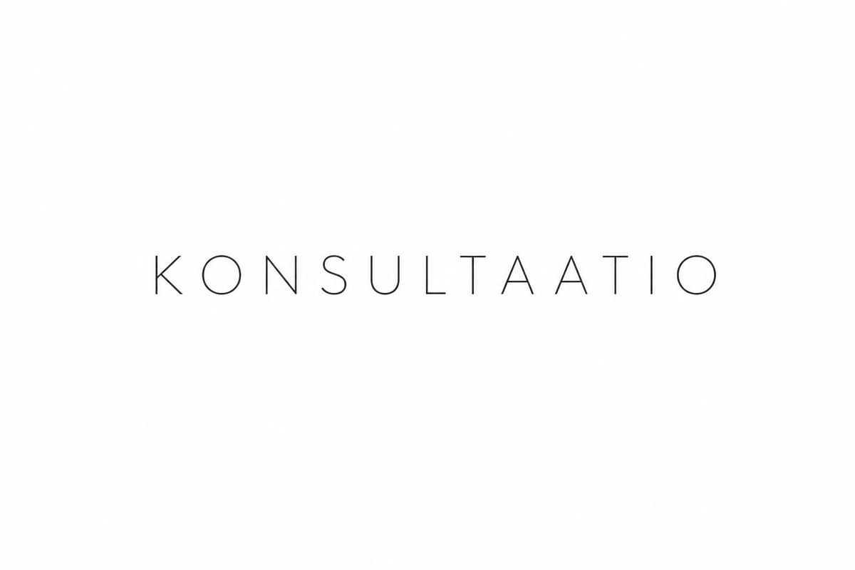 KONSULTAATIO-teksti vaalealla taustalla – maksullinen konsultaatio paikan päällä KG Salonki Helsinki